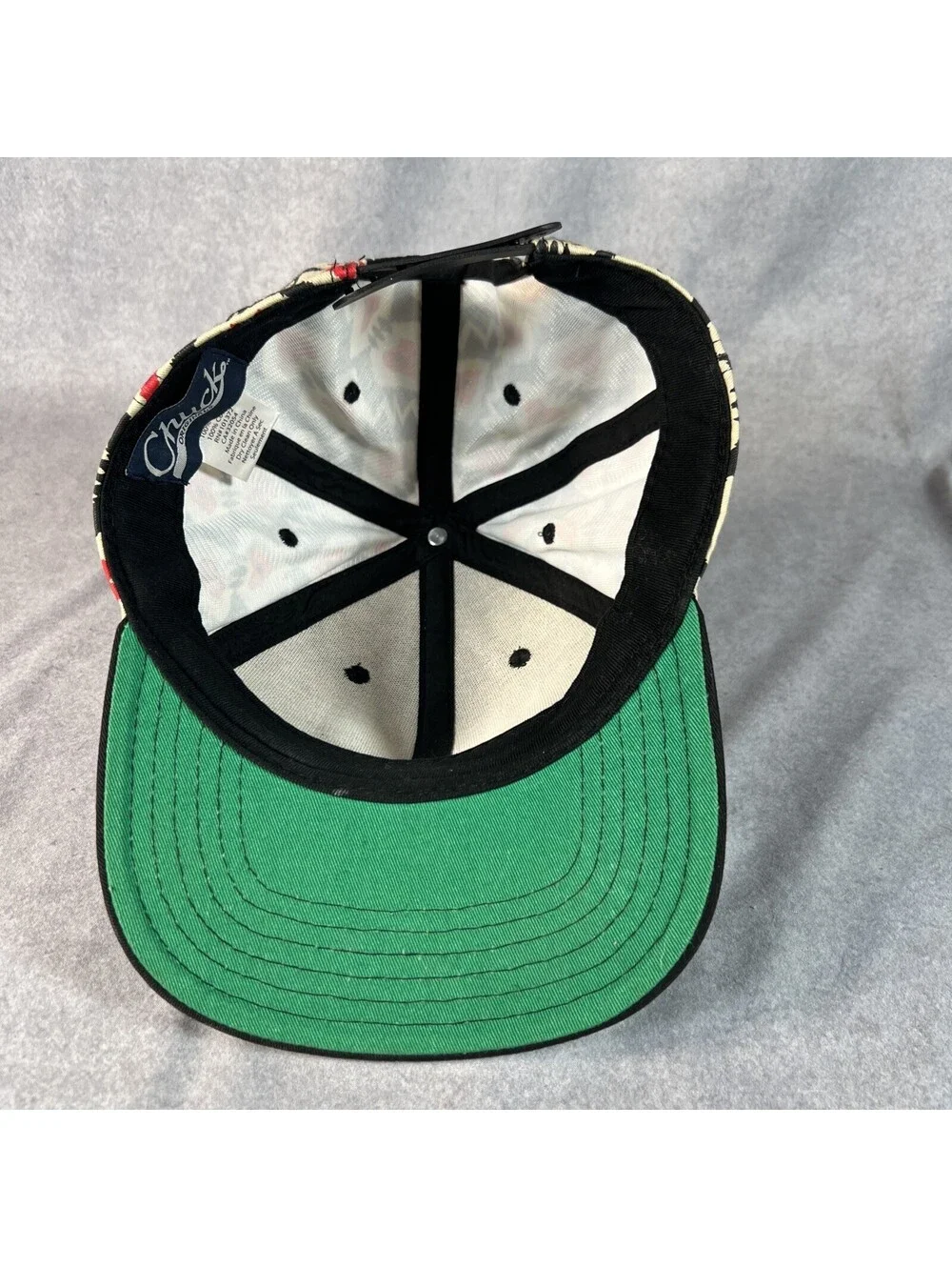 Chuck Originals Baseball Cap With Black, Cream & Red  Love Heart Design 1032-1O